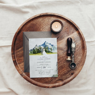 Invitation Rustic Mountain Forest Evergreen Tree Wedding