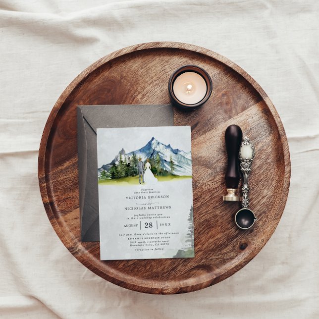 Invitation Rustic Mountain Forest Evergreen Tree Wedding (Créateur téléchargé)