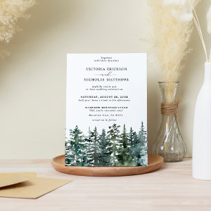 Invitation Rustic Mountain Forest Evergreen Tree Wedding