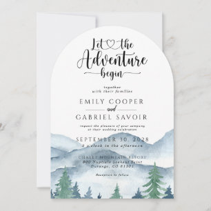 Invitation Rustic Mountain Forest Mariage d'aventure