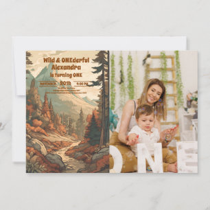 Invitation Rustic Mountain Forest Photo 1er anniversaire