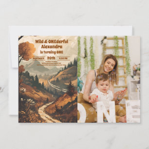 Invitation Rustic Mountain Forest Photo 1er anniversaire