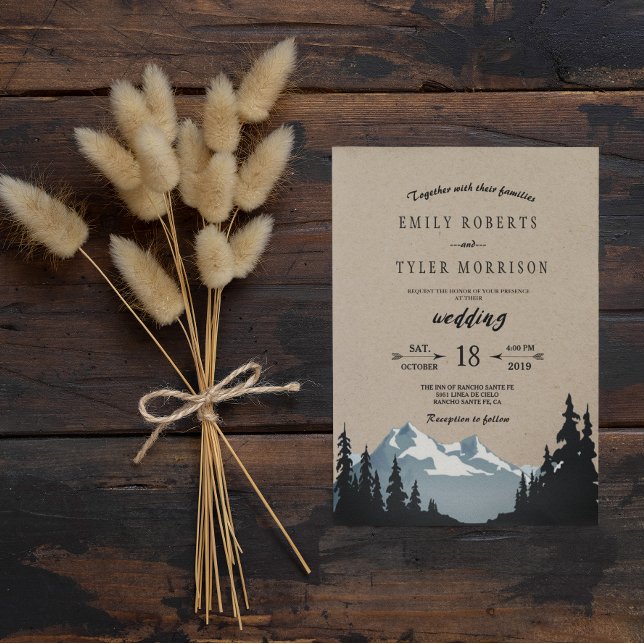Invitation Rustic Mountain Mariage forestier (Créateur téléchargé)