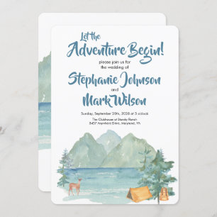 Invitation Rustic Mountain Watercolor Aventure Commencer le M