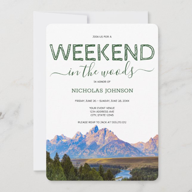 Invitation Rustic Mountain Weekend dans le Woods Bachelor (Devant)