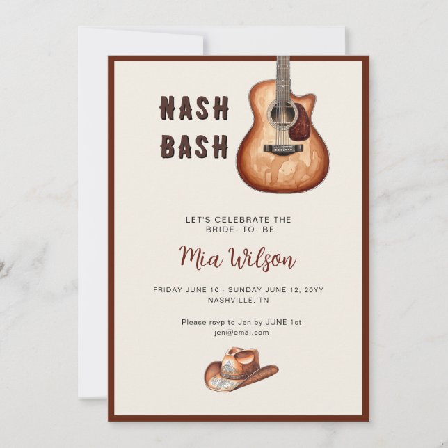Invitation Rustic Nash Bash Bachelorette Weekend  (Devant)