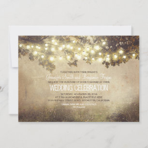 Invitation rustic nature tree branches light wedding