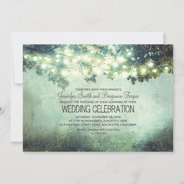 Invitation rustic nature tree branches light wedding (Devant)