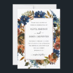 Invitation Rustic Navy Blue Terracotta Floral Fall Wedding<br><div class="desc">Modern Rustic Navy Blue Terracotta Brown Floral Watercolor Autumn Fall Country Wedding Invitation</div>