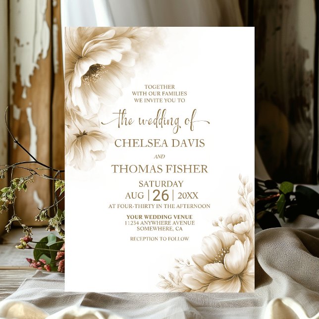 Invitation Rustic Neutral Floral Wedding (Créateur téléchargé)