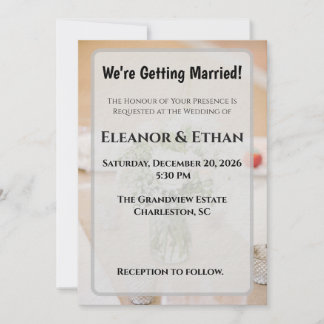 Invitation Rustic Neutral White Rose Burlap Mason Jar Wedding