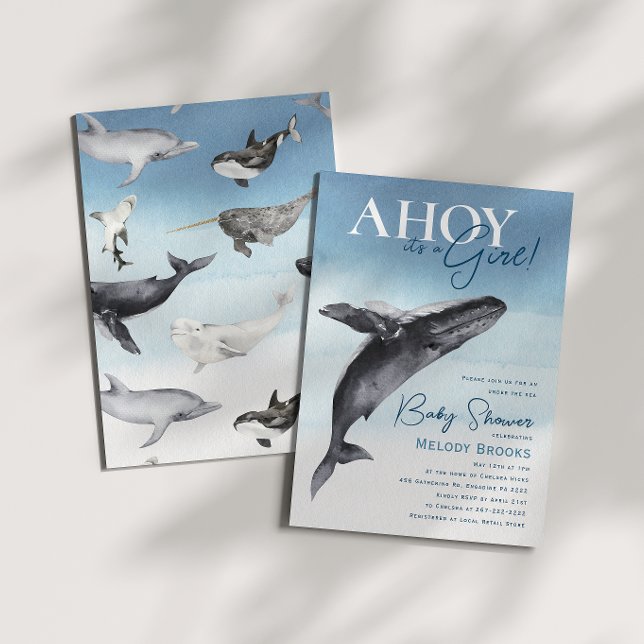 Invitation Rustic Ocean Whale Ahoy C'est un Baby shower de fi (Créateur téléchargé)