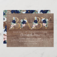 Rustic Oh Baby Marine Bleu Blush Baby shower flora