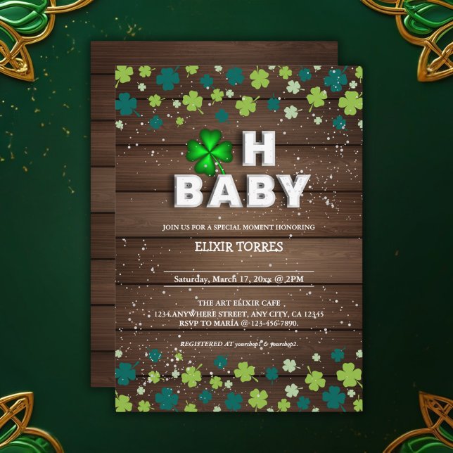 Invitation Rustic Oh Baby St. Patrick's Day Baby shower (Créateur téléchargé)