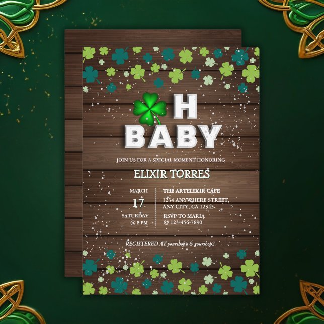 Invitation Rustic Oh Baby St. Patrick's Day Baby shower (Créateur téléchargé)