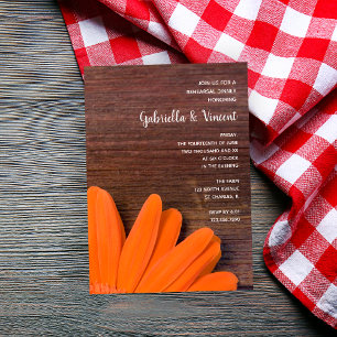 Invitation Rustic Orange Daisy Barn Dîner de répétition Maria