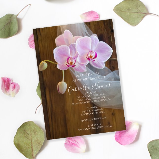 Invitation Rustic Orchid Elegance Pays Barne Mariage (Créateur téléchargé)
