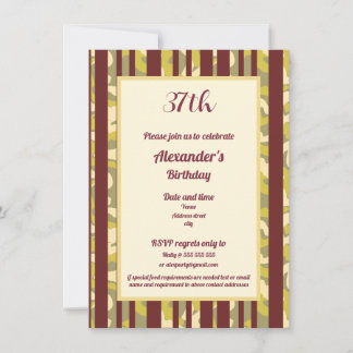 Invitation Rustic Outdoor Stripe Pattern Any Age Birthday