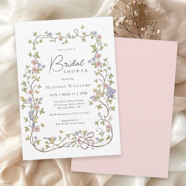 Invitation Rustic Pastel Fleur sauvage Fête des mariées botan (Available in both printed and instant download digital formats.)
