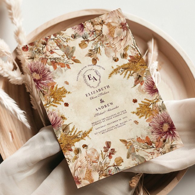 Invitation Rustic Pastel Mariage botanique (Créateur téléchargé)