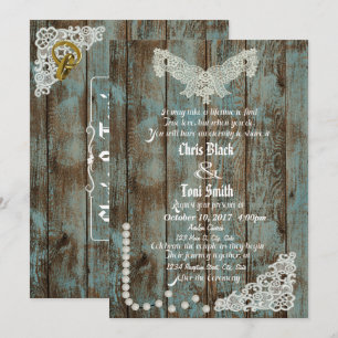 Invitation Rustic Pearls & Lace Wedding Inviter