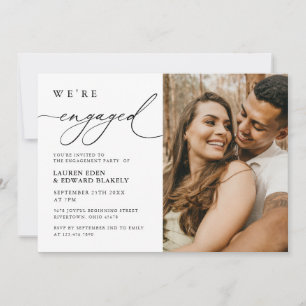 Invitation Rustic Photo Nous sommes engagés Script Engagement