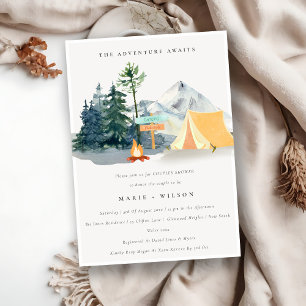 Invitation Rustic Pine Woods Camping Mountain Couples Douche