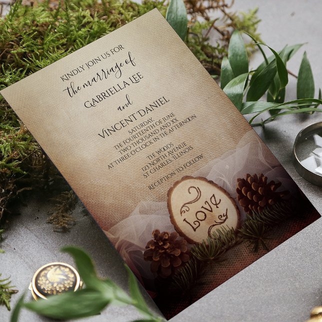 Invitation Rustic Pines Woods Mariage (Créateur téléchargé)