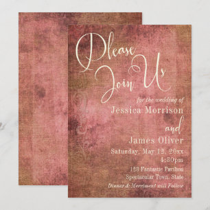 Invitation Rustic Pink & Burlap Mariage de typographie Vintag
