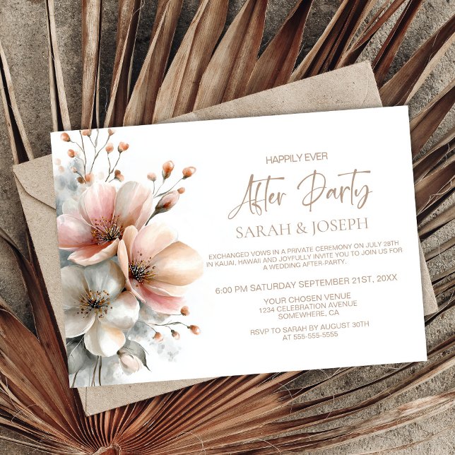 Invitation Rustic Pink Floral Wedding After Party (Créateur téléchargé)