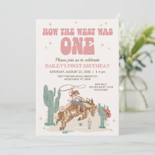 Invitation Rustic Pink Retro Comment West a été un 1er annive