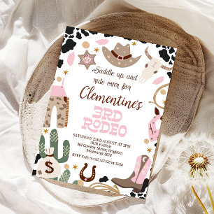 Invitation Rustic Pink Saddle Up 3ème Rodéo 3ème anniversaire