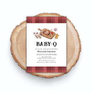 Invitation Rustic Plaid Country Baby Q Baby shower