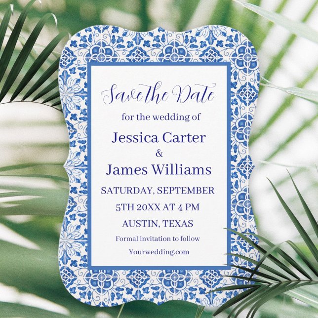 Invitation Rustic Portuguese Tiles Mediterranean Wedding (Créateur téléchargé)