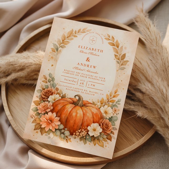 Invitation Rustic Pumpkin Floral Fall Wedding (Créateur téléchargé)