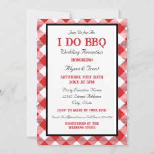 Invitation Rustic Red En vichy I Do BBQ Mariage Réception