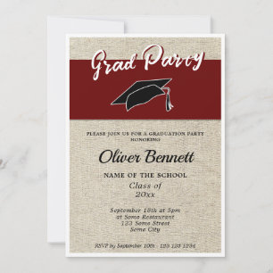 Invitation Rustic Red Graduate Casquette Graduate Party