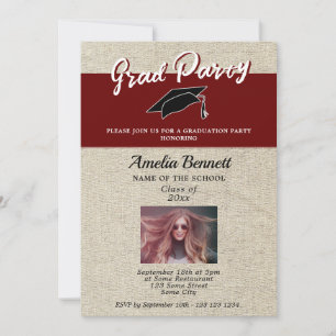Invitation Rustic Red Graduate Casquette Graduate Party Photo