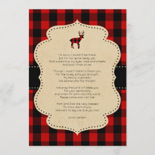 Invitation Rustic Red Plaid Buck merci note avec poème
