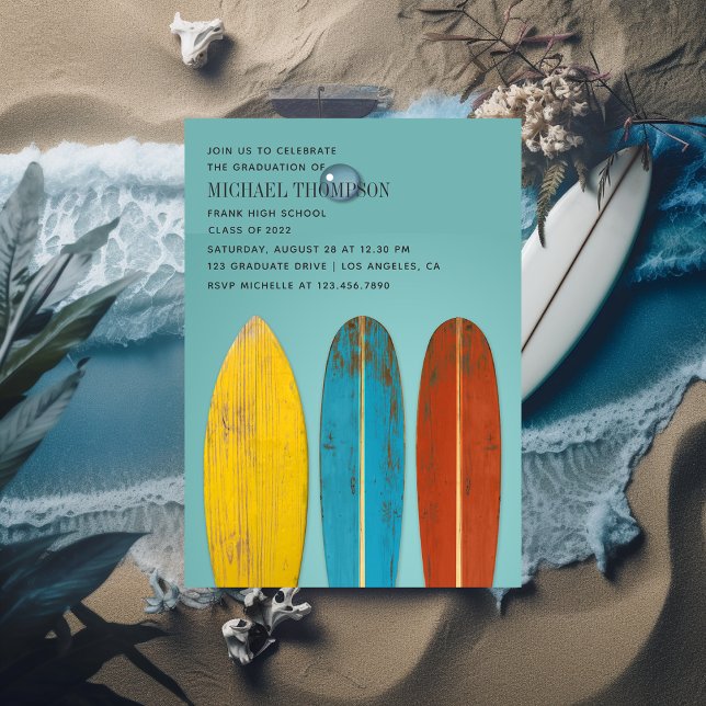 Invitation Rustic Retro Surfer Beach thème de la fête des dip (Créateur téléchargé)