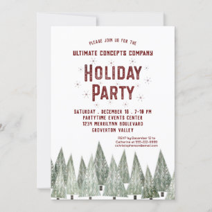 Invitation Rustic Retro Trees Company Fête de vacances