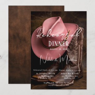 Invitation Rustic Romance : Boots & Dîner de répétition Casqu