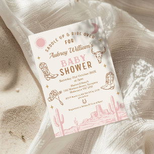 Invitation Rustic Rose Desert Girls Baby shower de fille