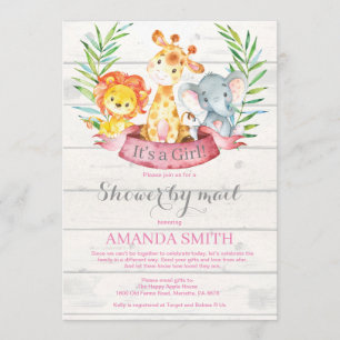 Invitation Rustic Safari Jungle Baby shower fille par la post