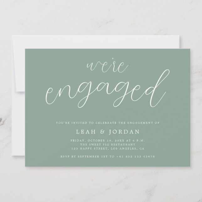 Invitation Rustic Sage Green Nous sommes engagés pour la part (Devant)