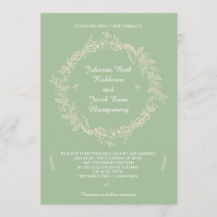 Invitation Rustic Sage Green présente le Mariage de la couron