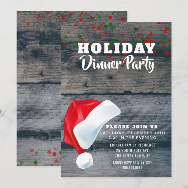 Invitation Rustic Santa Claus (Devant / Derrière)