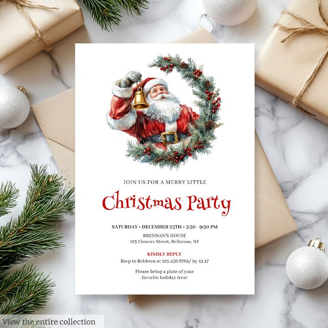 Invitation Rustic Santa Claus Pine Wreath Holiday Party   (Rustic Santa Claus Pine Wreath Holiday Party Invite

)