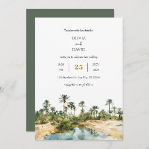 Invitation Rustic Seaside Palm Oasis aquarelle Plage Mariage