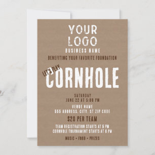 Invitation Rustic Simple Business Logo Cornhole collecte de f